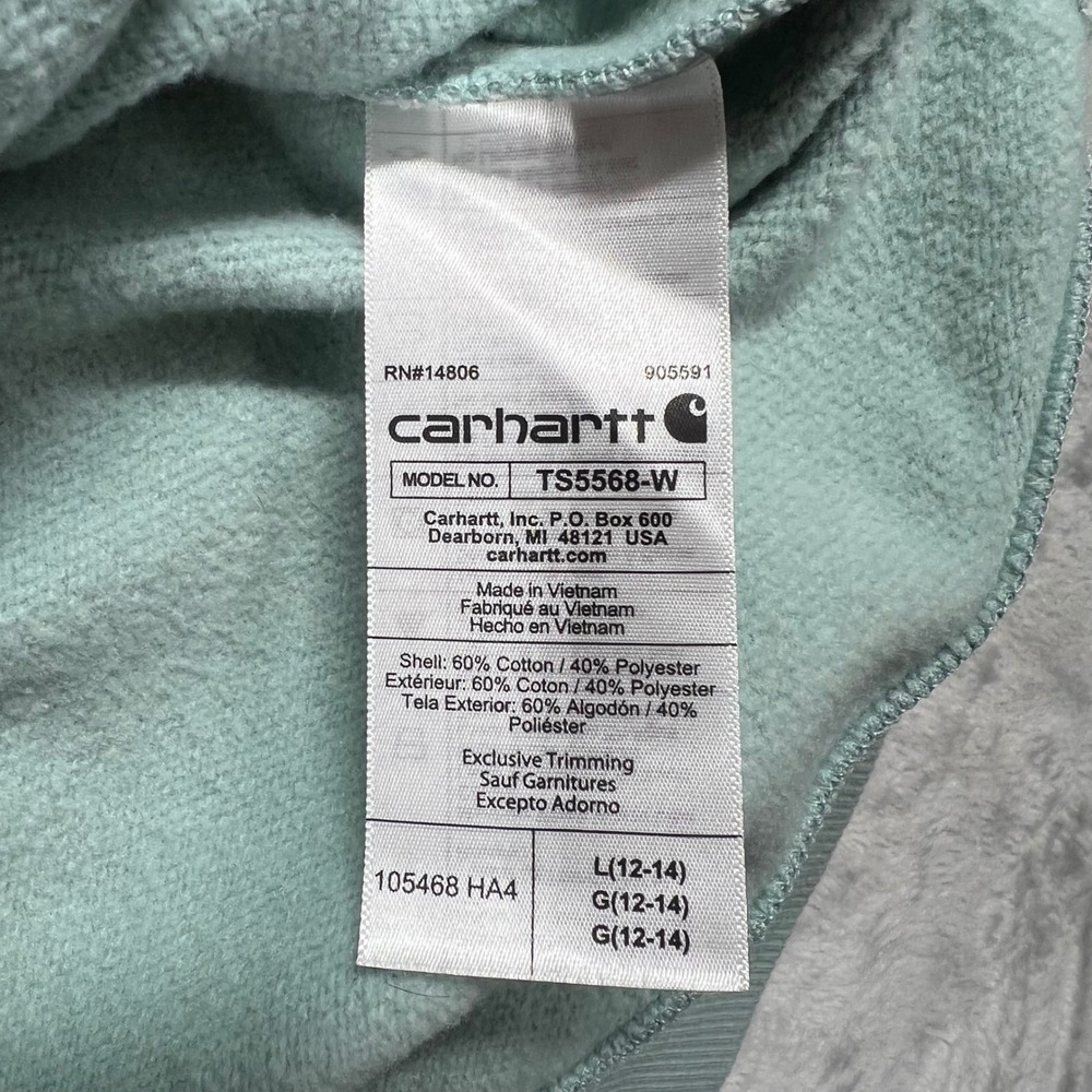 Carhartt Force Relaxed Fit Sweatshirt Mint Green Crewneck Womens Large Bonus Hat - Picture 4 of 16